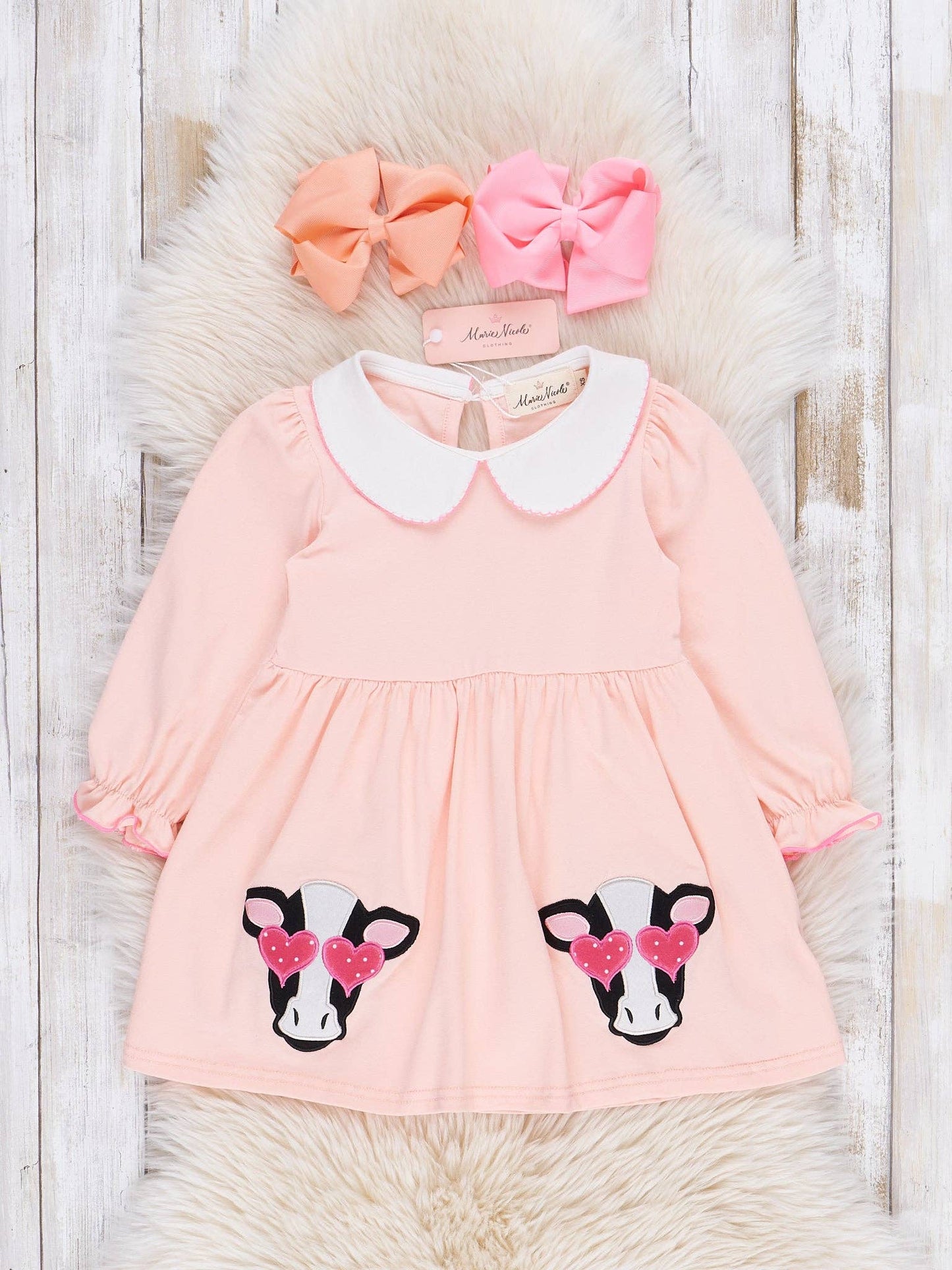 Sweetheart Cow Embroidered Dress: XL(5yrs)