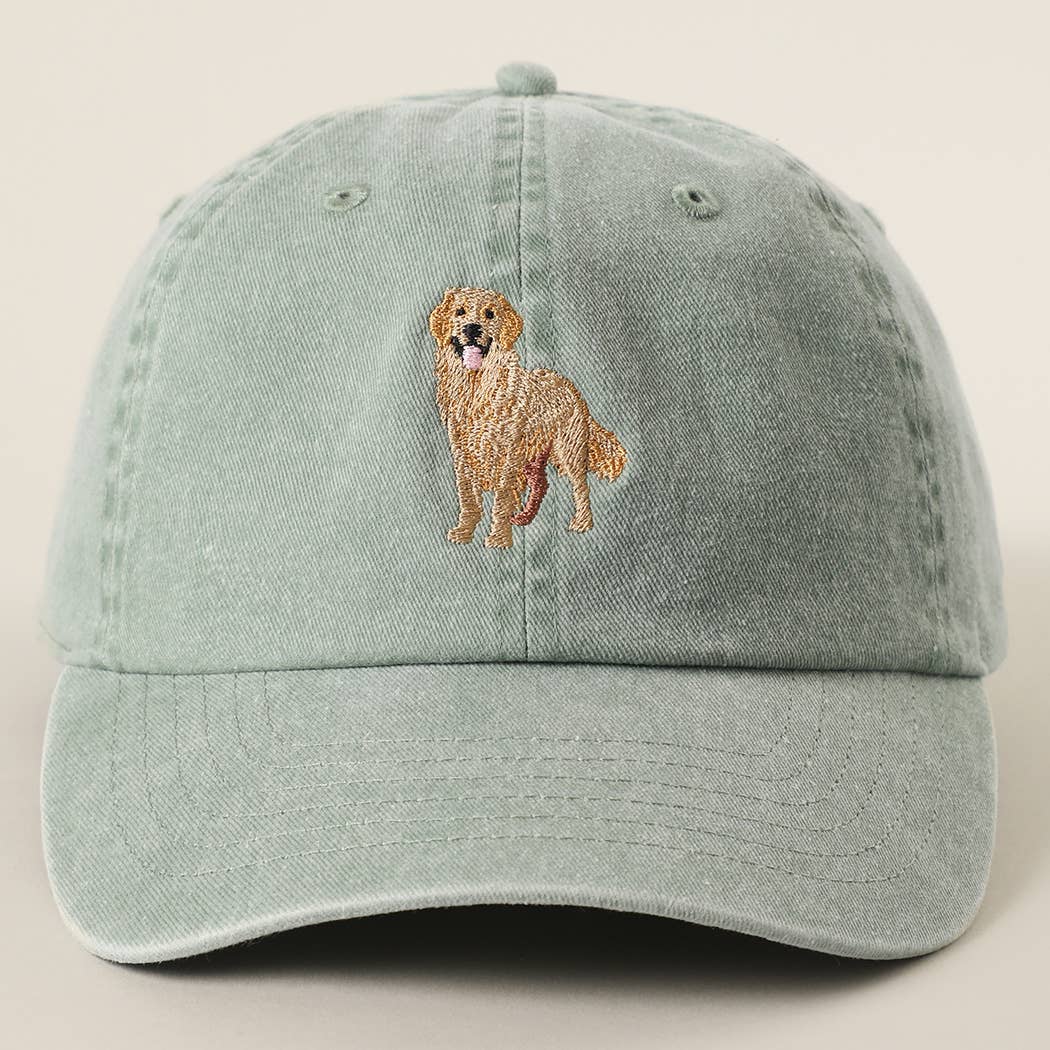 Golden Retriever Embroidered Pigment Dyed Baseball Cap: BLUEMINT