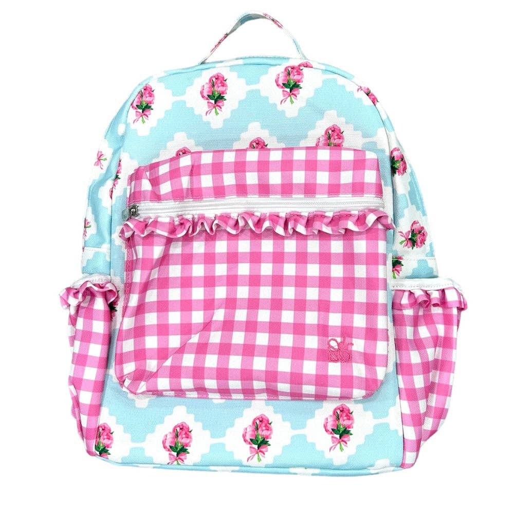 Girls Backpack - Peony Flower Bouquet