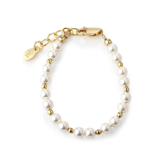 Girls 14K Gold-Plated Pearl Baby Bracelet Children's Jewelry: MED 1-5yr