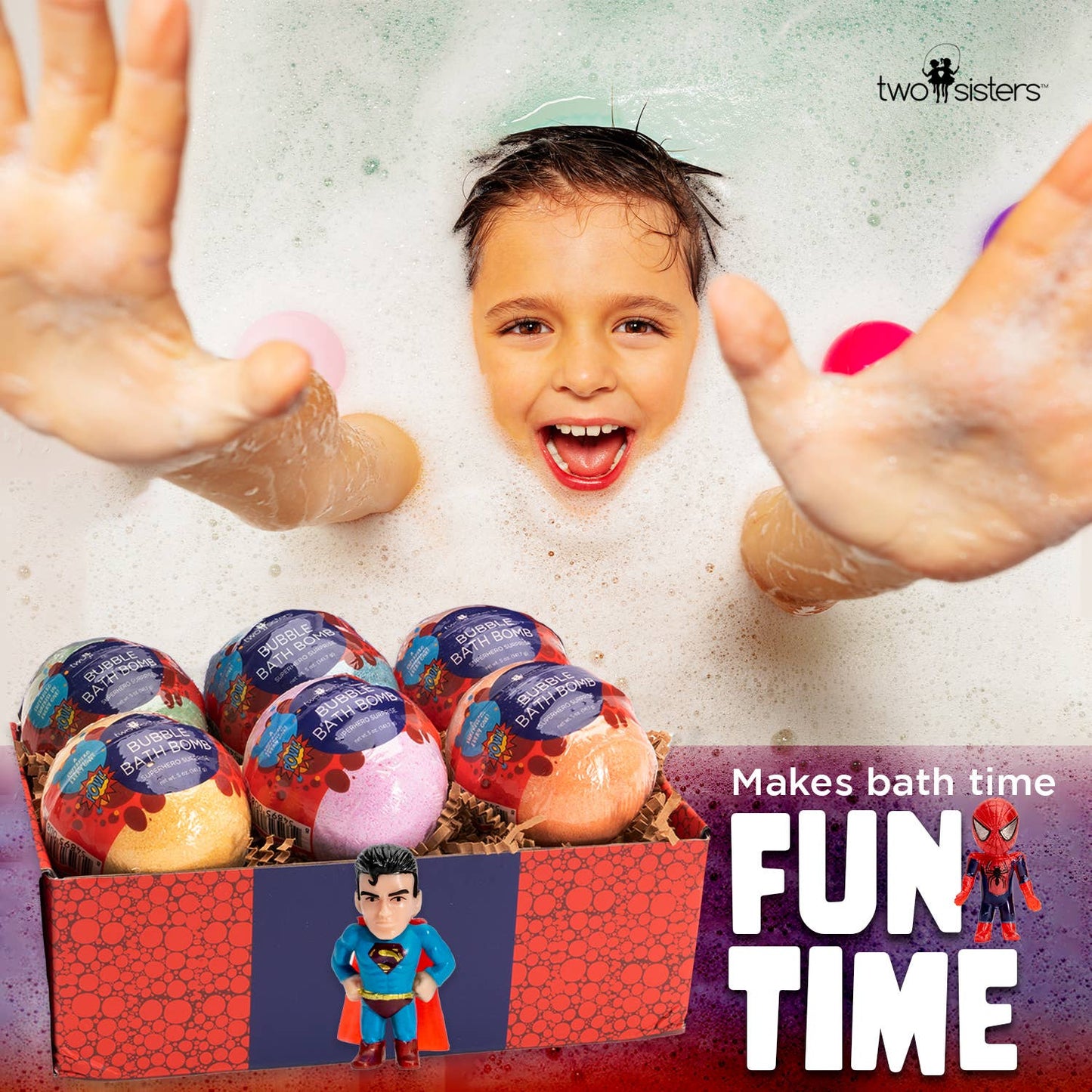 Superhero Bath Bombs for Kids with Toy Surprises