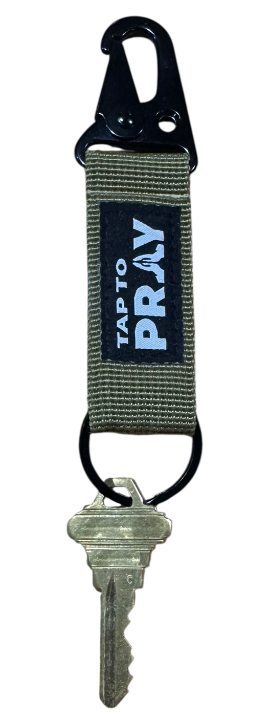 Tap To Pray™ - Tactical Carabiner Keychain: Tan