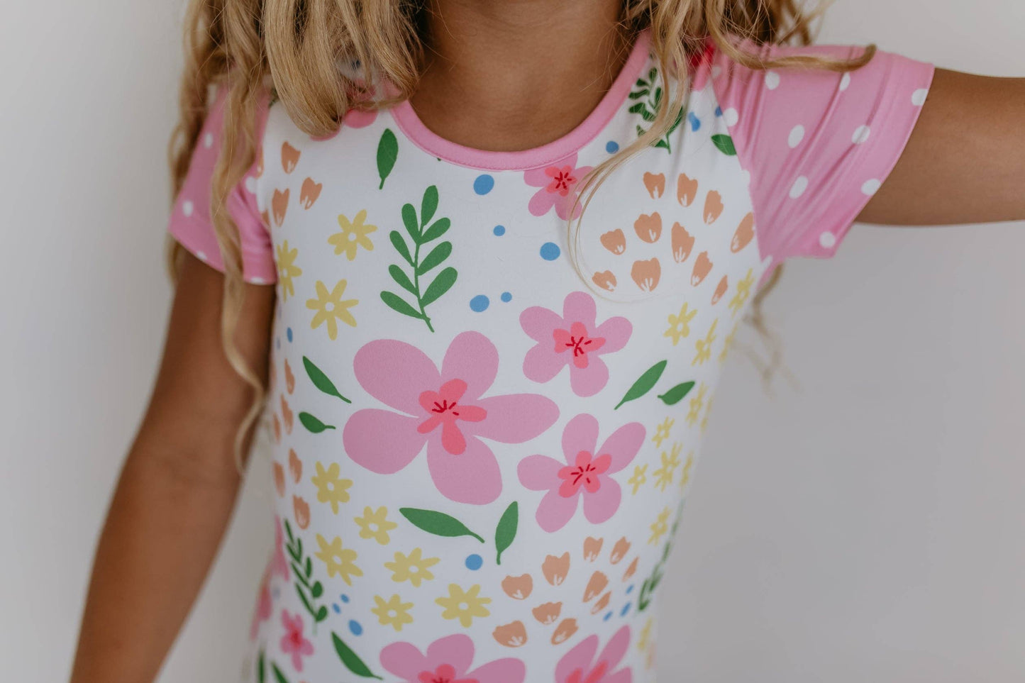 Pink & Yellow Floral Shortie Leotard