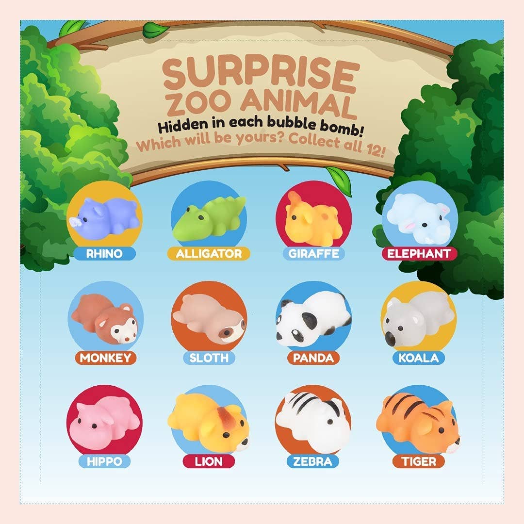 Zoo Animal Bath Bombs for Kids with Toy Surprises