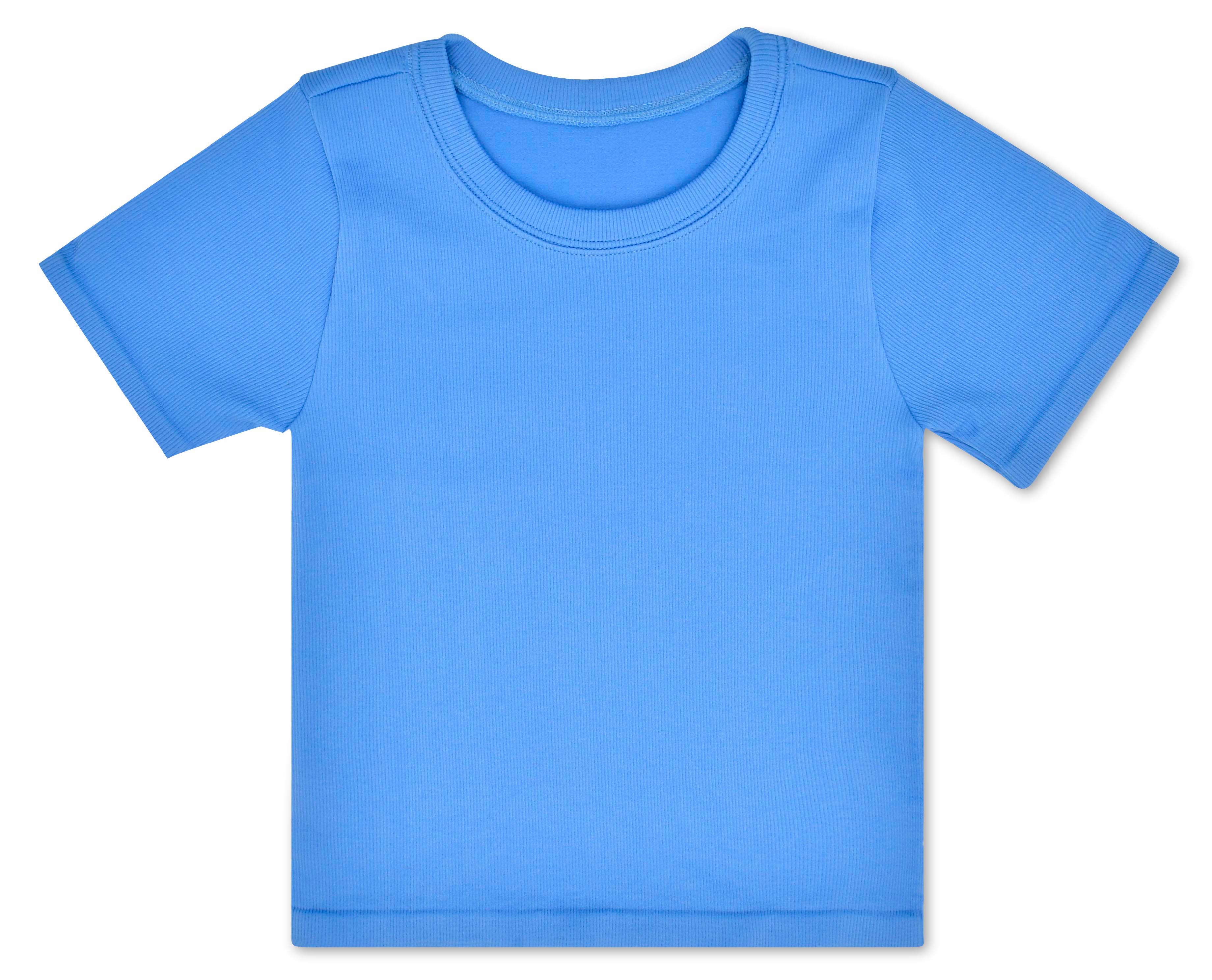 BRIGHT BLUE RIBBED SHORT SLEEVE SHIRT