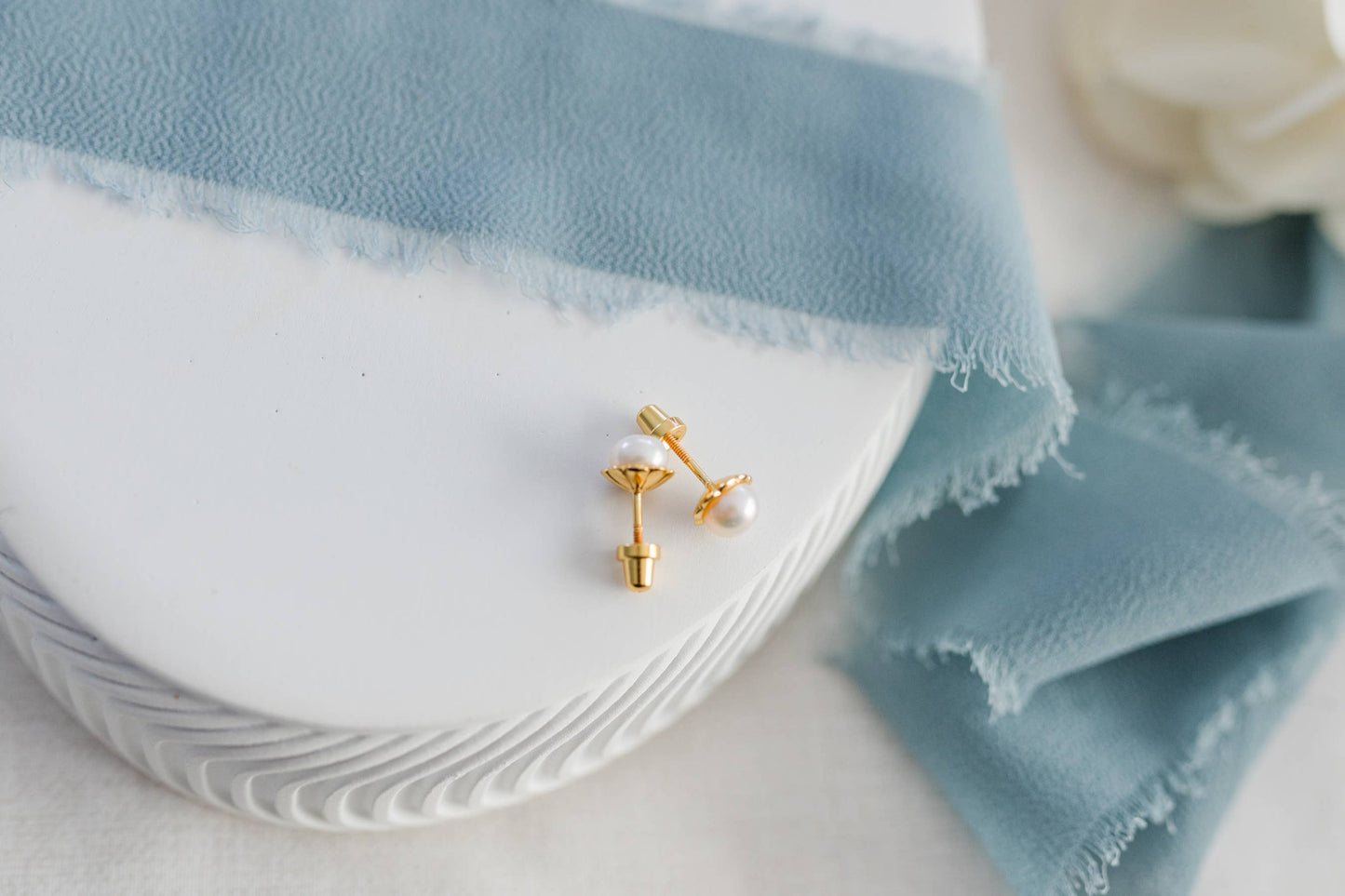 Girls 14K Gold-Plated Pearl Screw Back Earrings for Toddlers