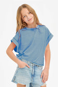 Overlap Open Back Top DENIM