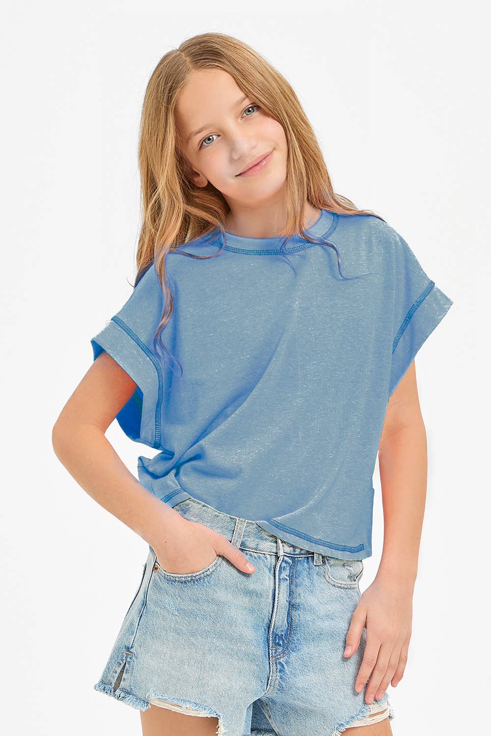 Overlap Open Back Top DENIM