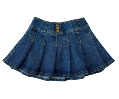Pleated Denim Skirt