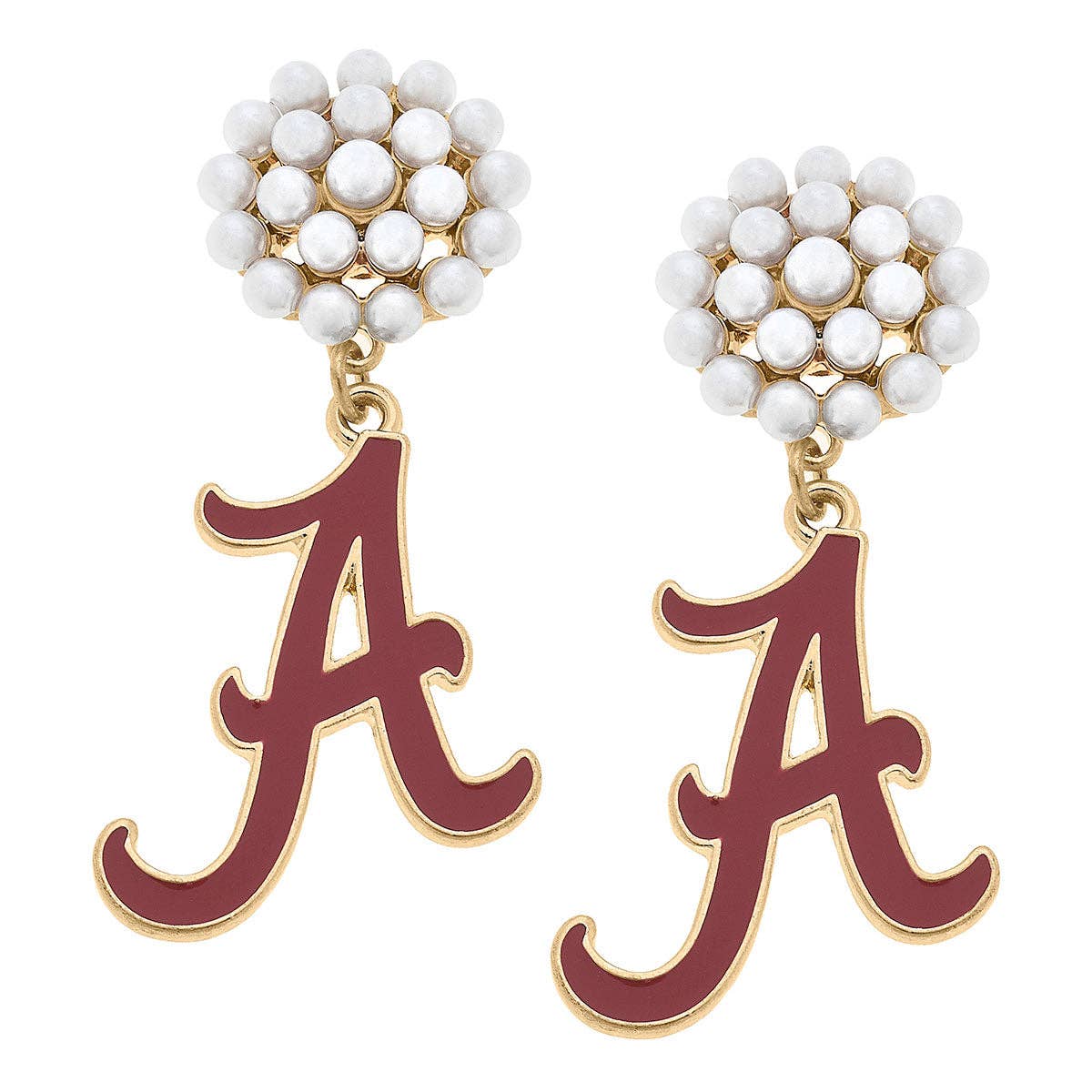 Alabama Pearl Cluster Enamel Drop Earrings