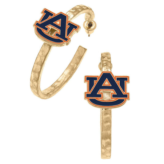 Auburn Enamel Logo Hoop Earrings