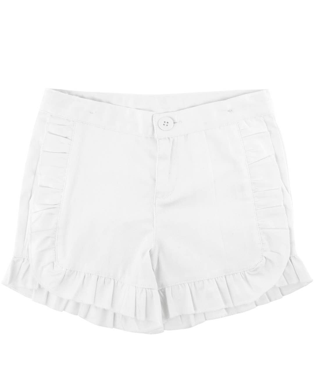 White Ruffle Trim  Kids Shorts