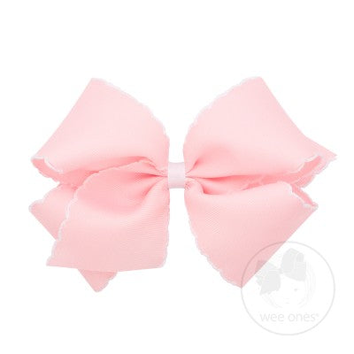 King Moonstitch Bow--Light Pink/White