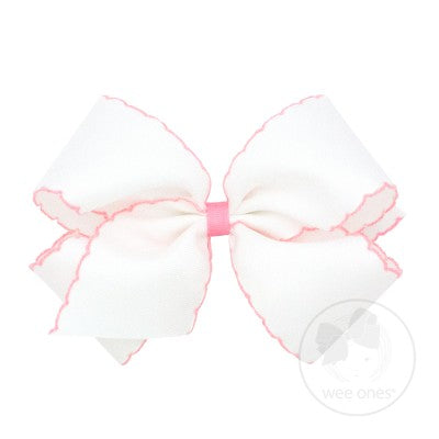 King Moonstitch Bow--White/Light Pink