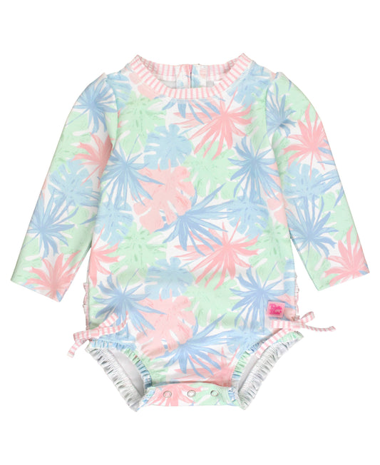 Pastel Palms  One Pc Rash Guard