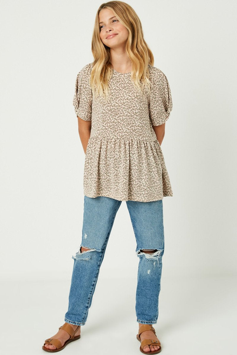 Leopard Knotted Sleeve Top