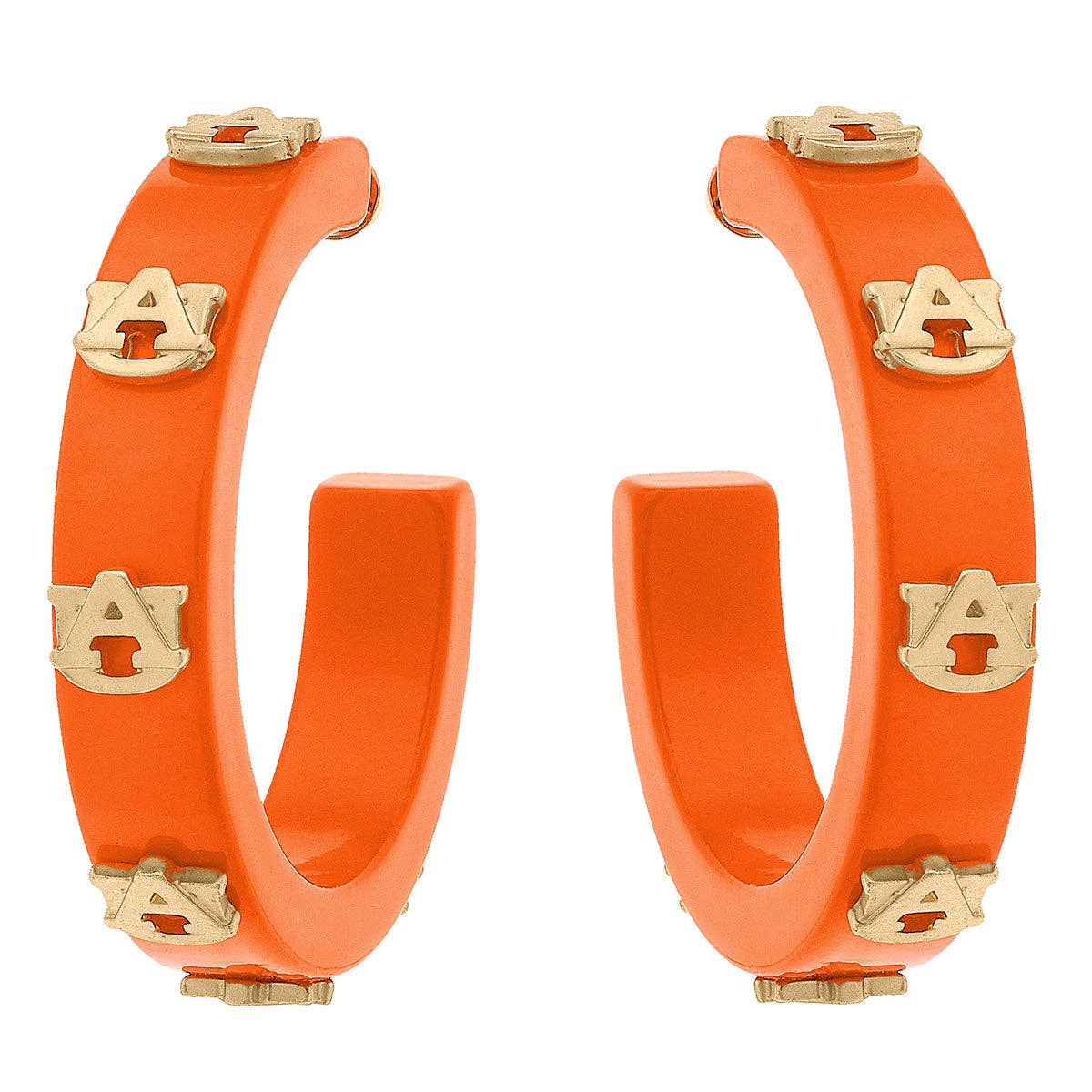 Auburn Resin Logo Hoop Earrings ORG